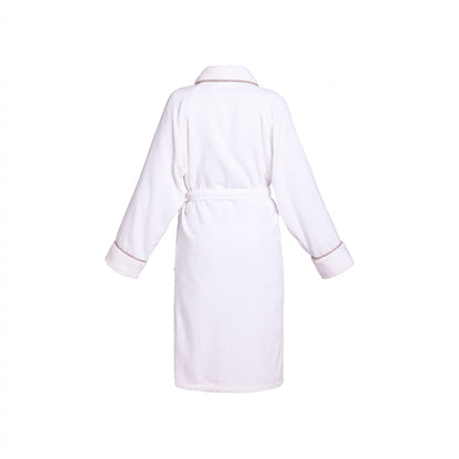 Bathrobe with shawl collar cotton velvet - Jan Taupe / White