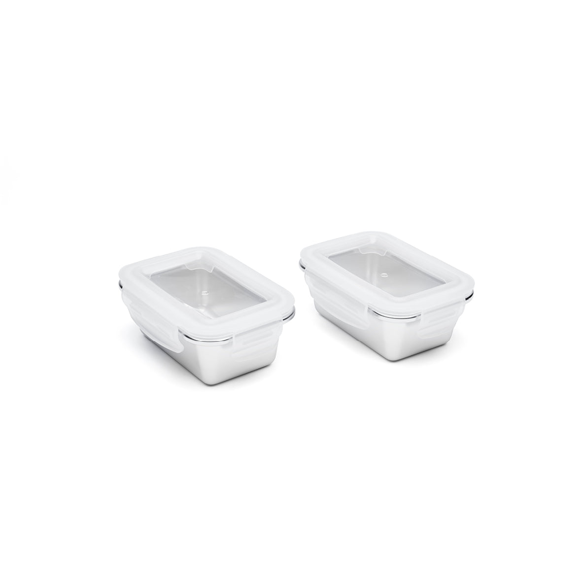 Set of 6 stainless steel containers with lid - silver