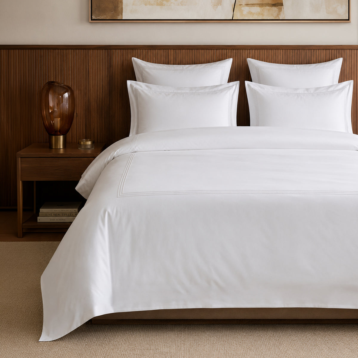 Duvet cover and pillowcase(s) set - 100% cotton sateen TC200 - Nîmes - white