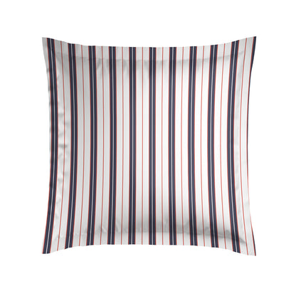 Pillowcase cotton satin - Marin carmin White / Blue