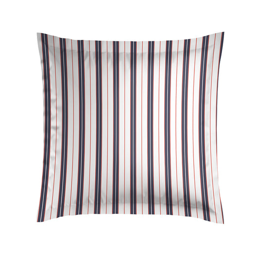 Pillowcase cotton satin - Marin carmin White / Blue