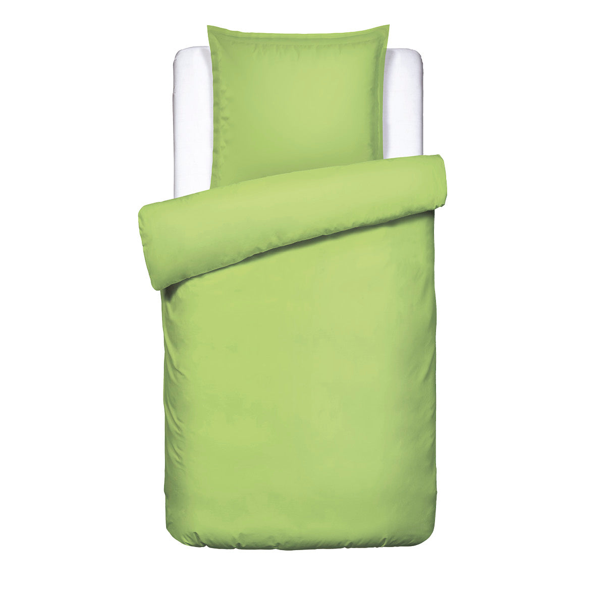 Duvet cover and pillowcase(s) set - 100% cotton sateen TC200 - Uni - nile green 140 x 200 cm + 63 x 63 cm