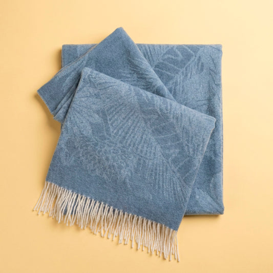 Ultra-soft woven throw - cashmere and merino wool blend - Tropic - blue Default Title