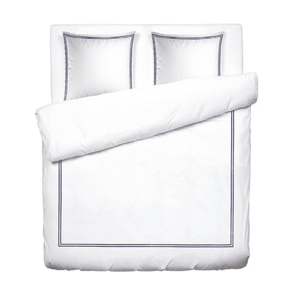 Duvet cover and pillowcase(s) set - 100% cotton sateen TC200 - Megève - dark blue / white 260 x 240 cm + 2 x (63 x 63 cm)