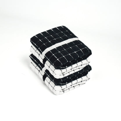 Plush 4 kitchen towels - 100% zero-twist combed cotton - Bistrot - white / black White Black