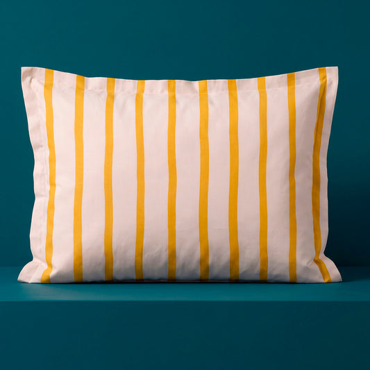 2 pillowcases - 100% cotton sateen TC200 - Sérénité rayée - yellow 2 x (50 x 70 cm)
