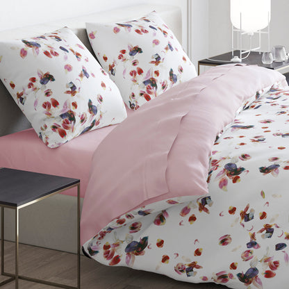 Duvet cover - 100% cotton sateen TC200 - Aurore - white / light pink