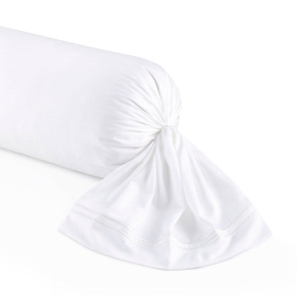 Bolster case - 100% cotton sateen TC200 - Megève - white / white 43 x 210 cm