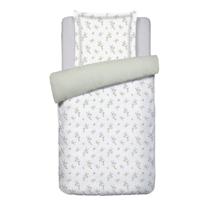 Duvet cover and pillowcase(s) set - 100% cotton sateen TC200 - Brise florale - white 155 x 220 cm + 80 x 80 cm