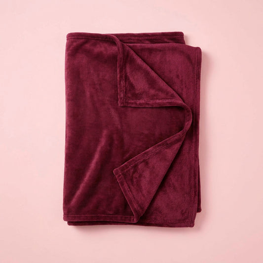 Ultra-soft fleece throw - burgundy Default Title