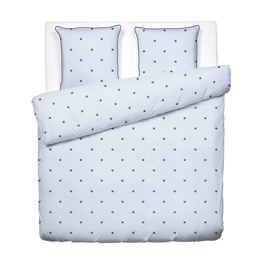 Duvet cover + pillowcase cotton satin - Canards rayés Blue