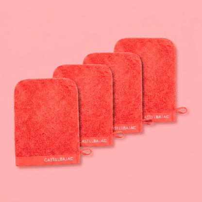 4 plush washcloths - 100% combed cotton 570 gsm - Aube Coral 4 x (15 x 21 cm)