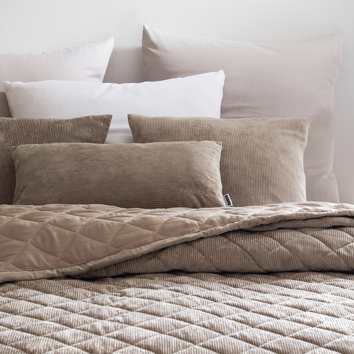 Decorative corduroy cushion cover - Uni - taupe