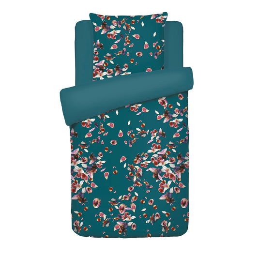 Duvet cover - 100% cotton sateen TC200 - Aurore - green / dark green 140 x 200 cm