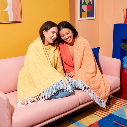 Ultra-soft woven throw - cotton blend - Iris - yellow