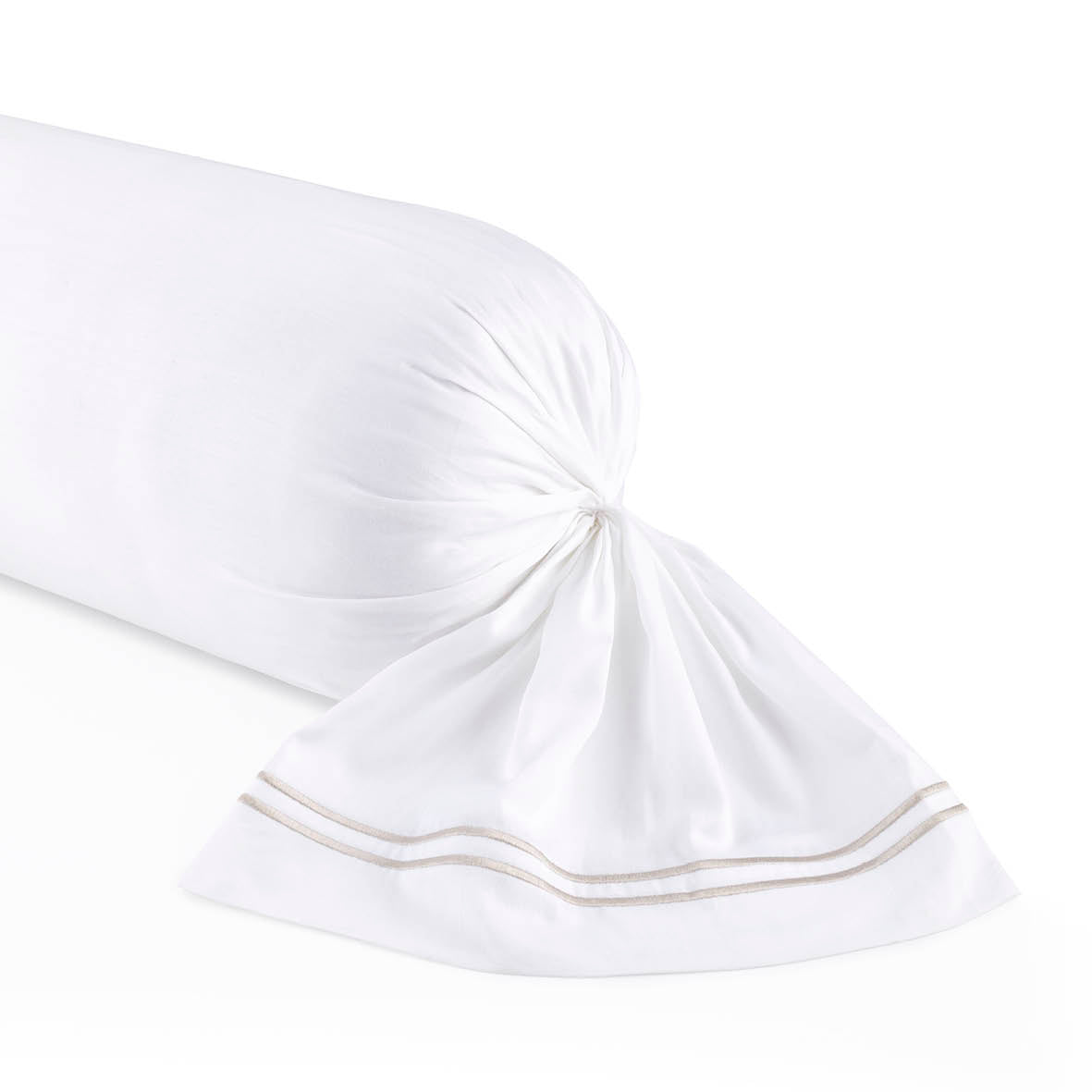 Bolster case - 100% cotton sateen TC200 - Megève - taupe / white 43 x 210 cm