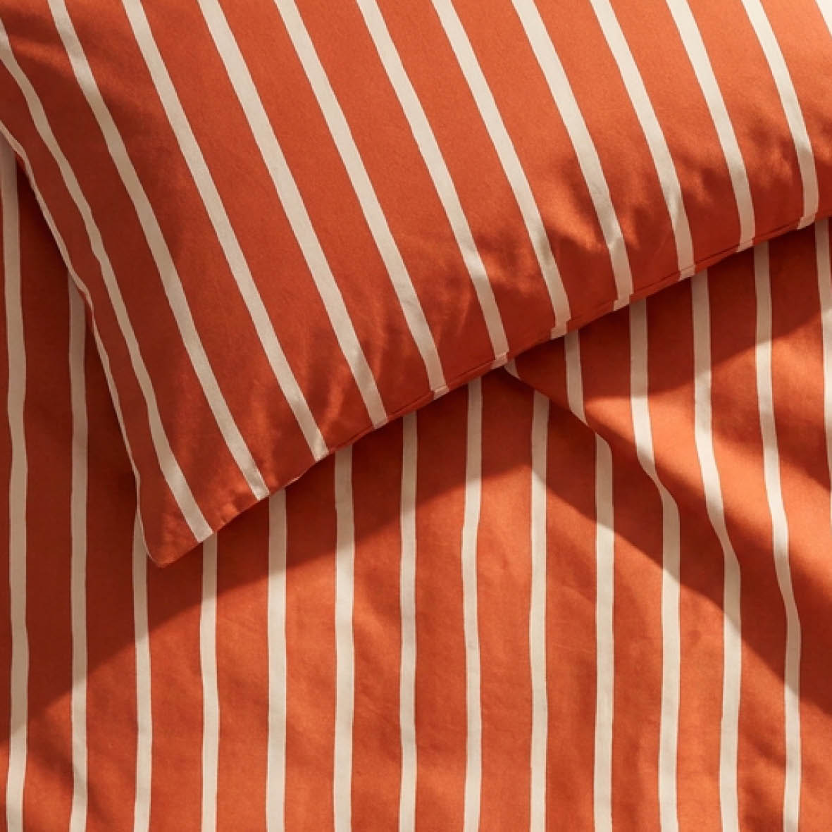 2 pillowcases - 100% cotton sateen TC200 - Sérénité rayée - spicy pumpkin