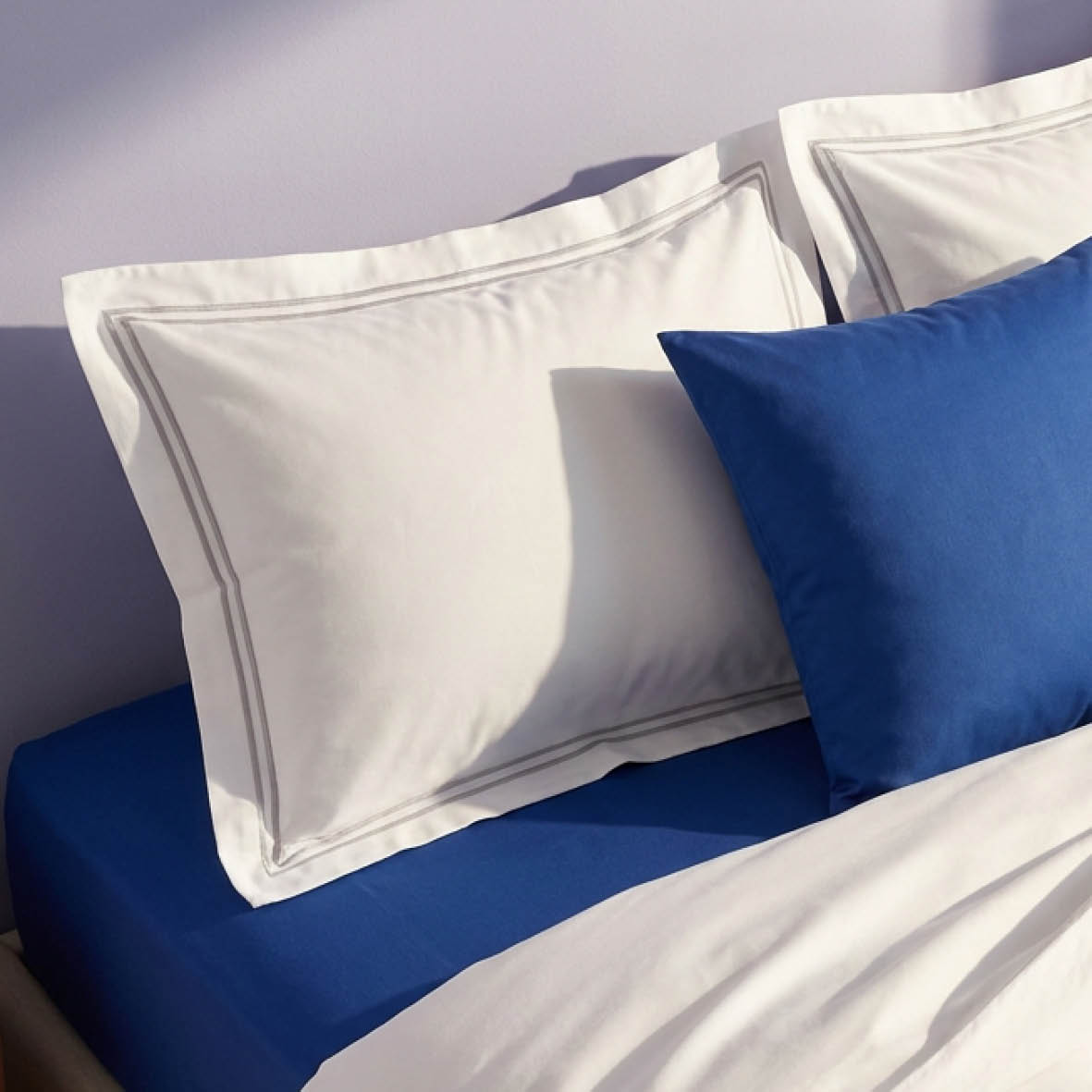 2 pillowcases - 100% cotton sateen TC200 - Megève - grey / white