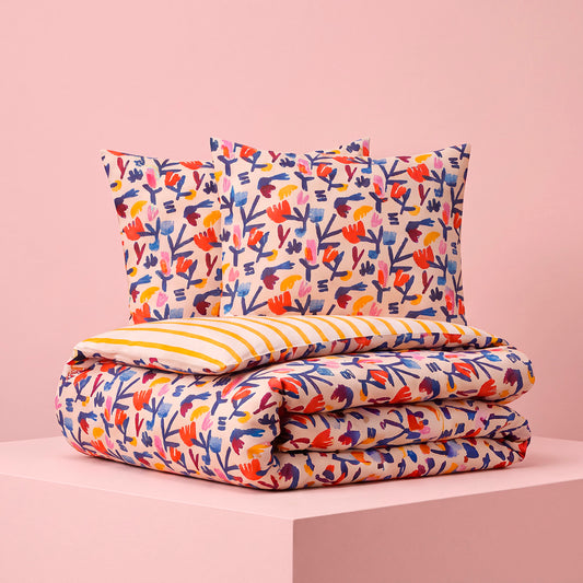 Duvet cover and pillowcase(s) set - 100% cotton sateen TC200 - Chorégraphie sauvage - multicolor