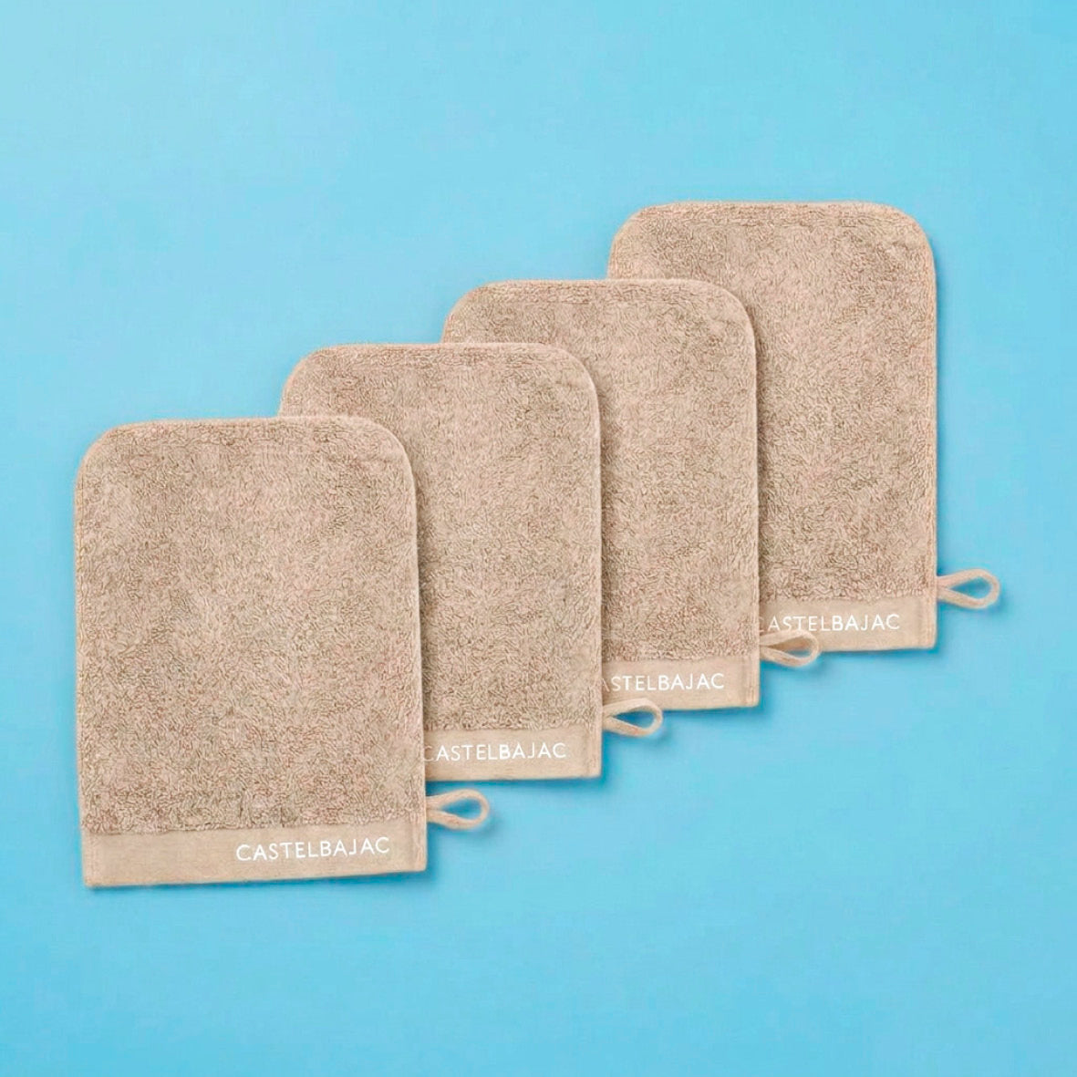 4 plush washcloths - 100% combed cotton 570 gsm - Aube Taupe 4 x (15 x 21 cm)