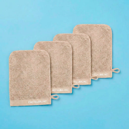 4 plush washcloths - 100% combed cotton 570 gsm - Aube Taupe 4 x (15 x 21 cm)