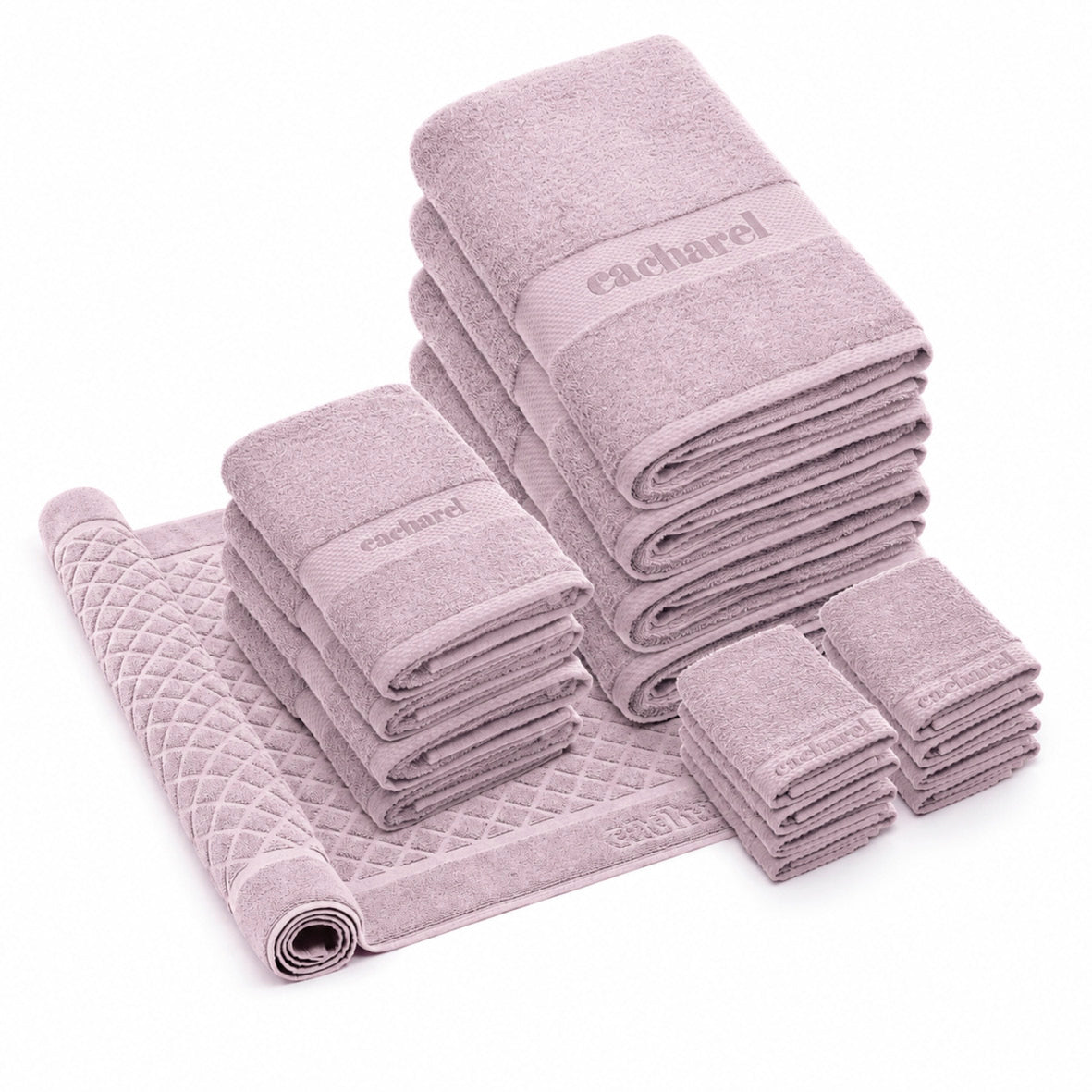 Complete bath linen set combed cotton - Brise Lila