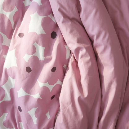 Duvet cover and pillowcase(s) set - 100% cotton sateen TC200 - Pulsation florale - pink