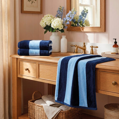 Plush 2 hand towels - 100% cotton velvet - Sillage - blue