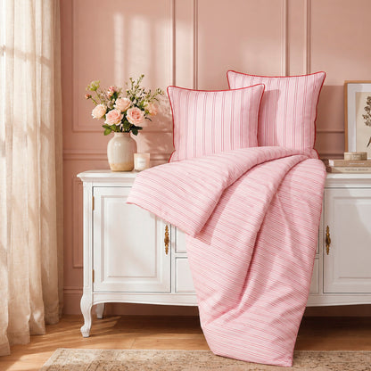 Duvet cover and pillowcase(s) set - 100% cotton sateen TC200 - Naïa - pink / red