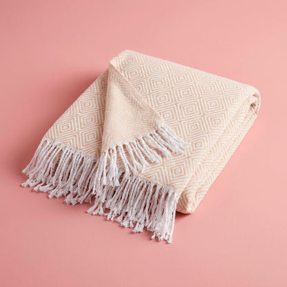 Ultra-soft woven throw - cotton blend - Iris - taupe Default Title