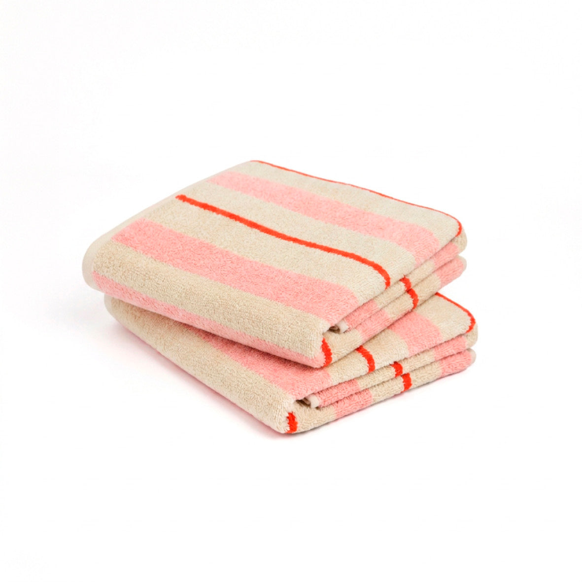 Plush 2 bath towels - 100% combed cotton - Rêverie - pink / red Pink Red