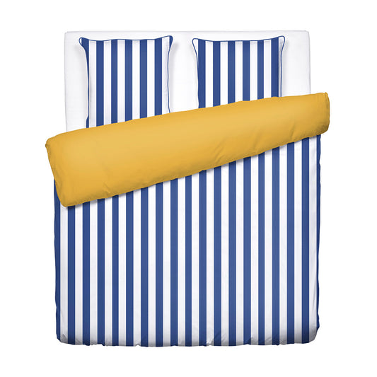 Duvet cover and pillowcase(s) set - 100% cotton sateen TC200 - Maha - blue / honey gold