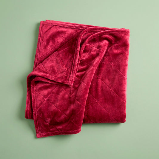 Ultra-soft fleece throw - Argyle - burgundy 180 x 220 cm