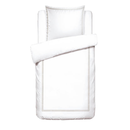 Duvet cover and pillowcase(s) set - 100% cotton sateen TC200 - Megève - taupe / white