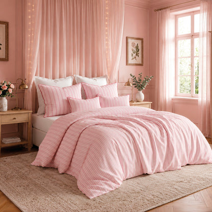 2 pillowcases - 100% cotton sateen TC200 - Naïa - pink / red