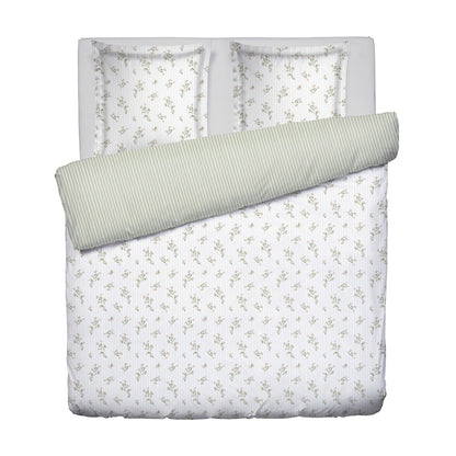Duvet cover and pillowcase(s) set - 100% cotton sateen TC200 - Brise florale - white