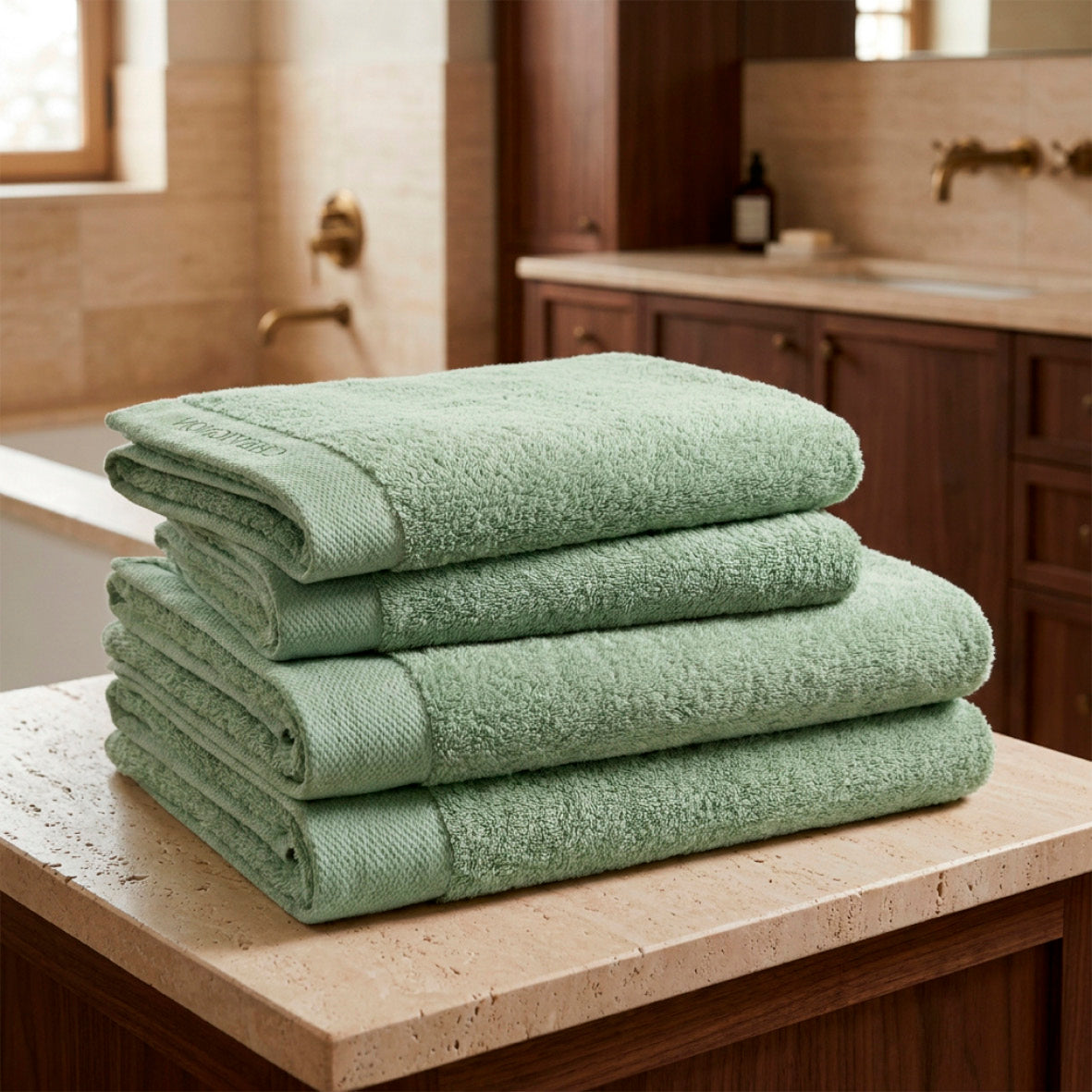 Complete bath linen set combed cotton LT - Lagon - 14 pieces