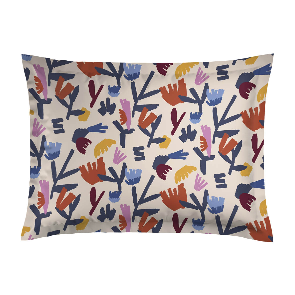 2 pillowcases - 100% cotton sateen TC200 - Chorégraphie sauvage - spicy pumpkin / multicolor