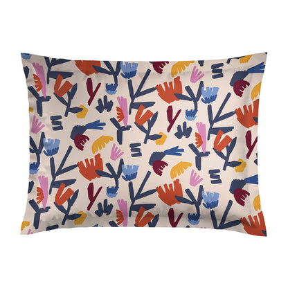 2 pillowcases - 100% cotton sateen TC200 - Chorégraphie sauvage - spicy pumpkin / multicolor