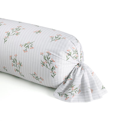 Bolster case - 100% cotton sateen TC200 - Brise florale - white 43 x 210 cm