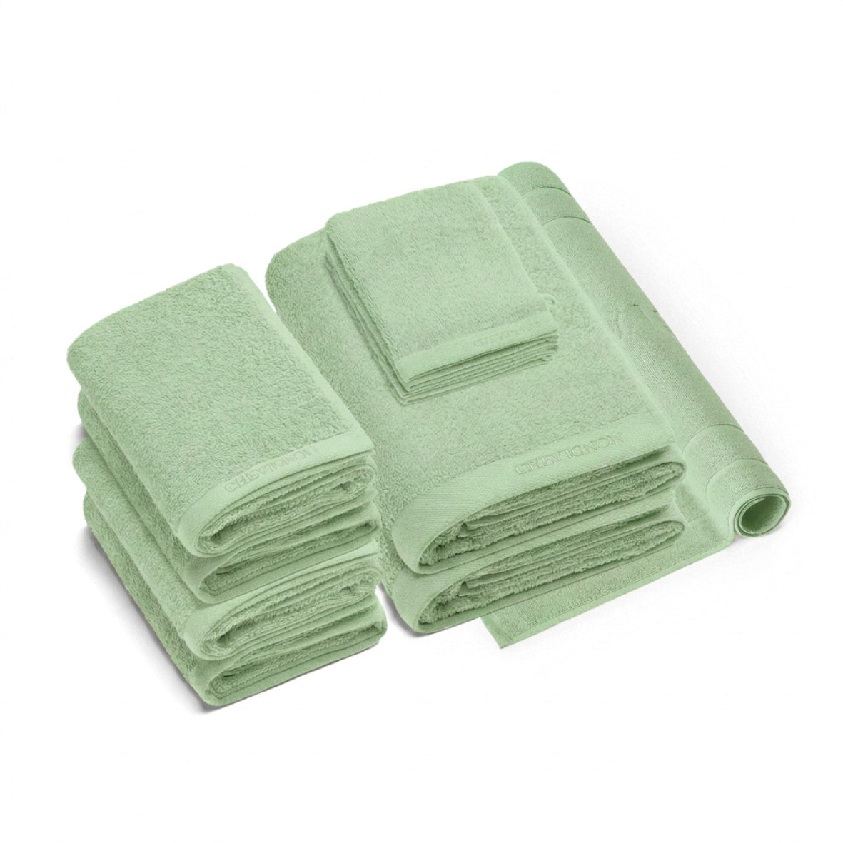 Complete bath linen set combed cotton LT - Lagon - 14 pieces Meadow green