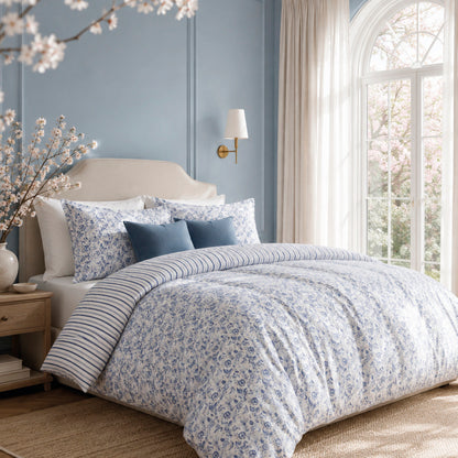 Duvet cover and pillowcase(s) set - 100% cotton sateen TC200 - Porcelaine - white