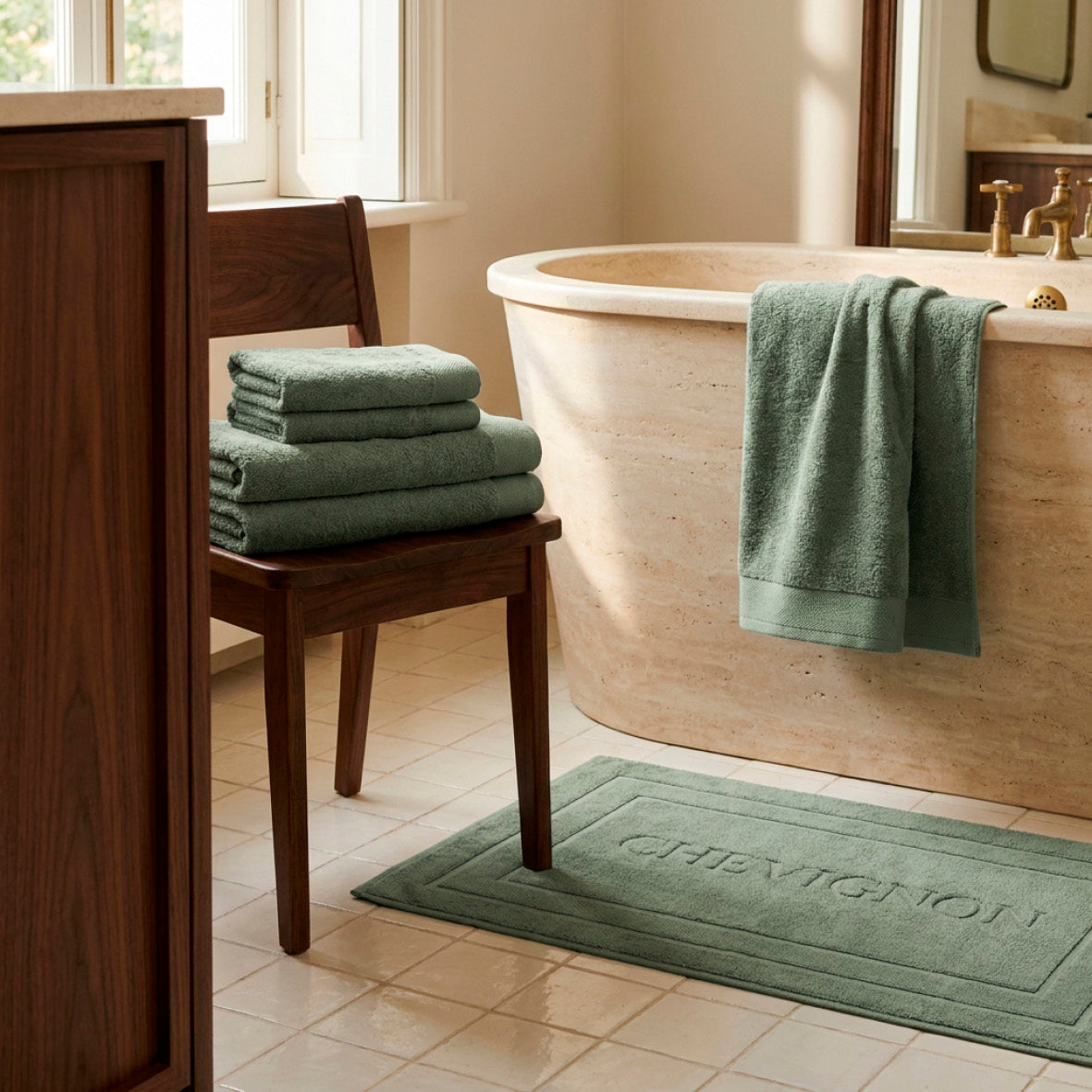 Complete bath linen set combed cotton LT - Lagon - 14 pieces