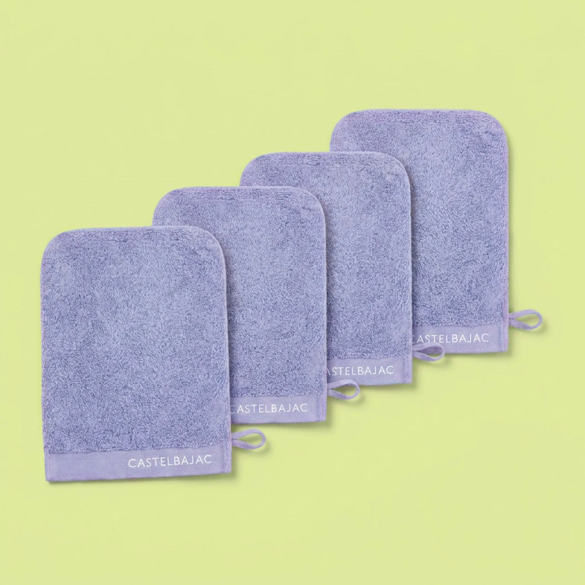 4 plush washcloths - 100% combed cotton 570 gsm - Aube Lavendula 4 x (15 x 21 cm)