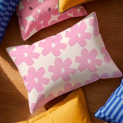 2 pillowcases - 100% cotton sateen TC200 - Cadence rayée / Pervenche - pink