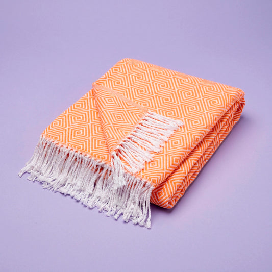 Ultra-soft woven throw - cotton blend - Iris - orange Default Title