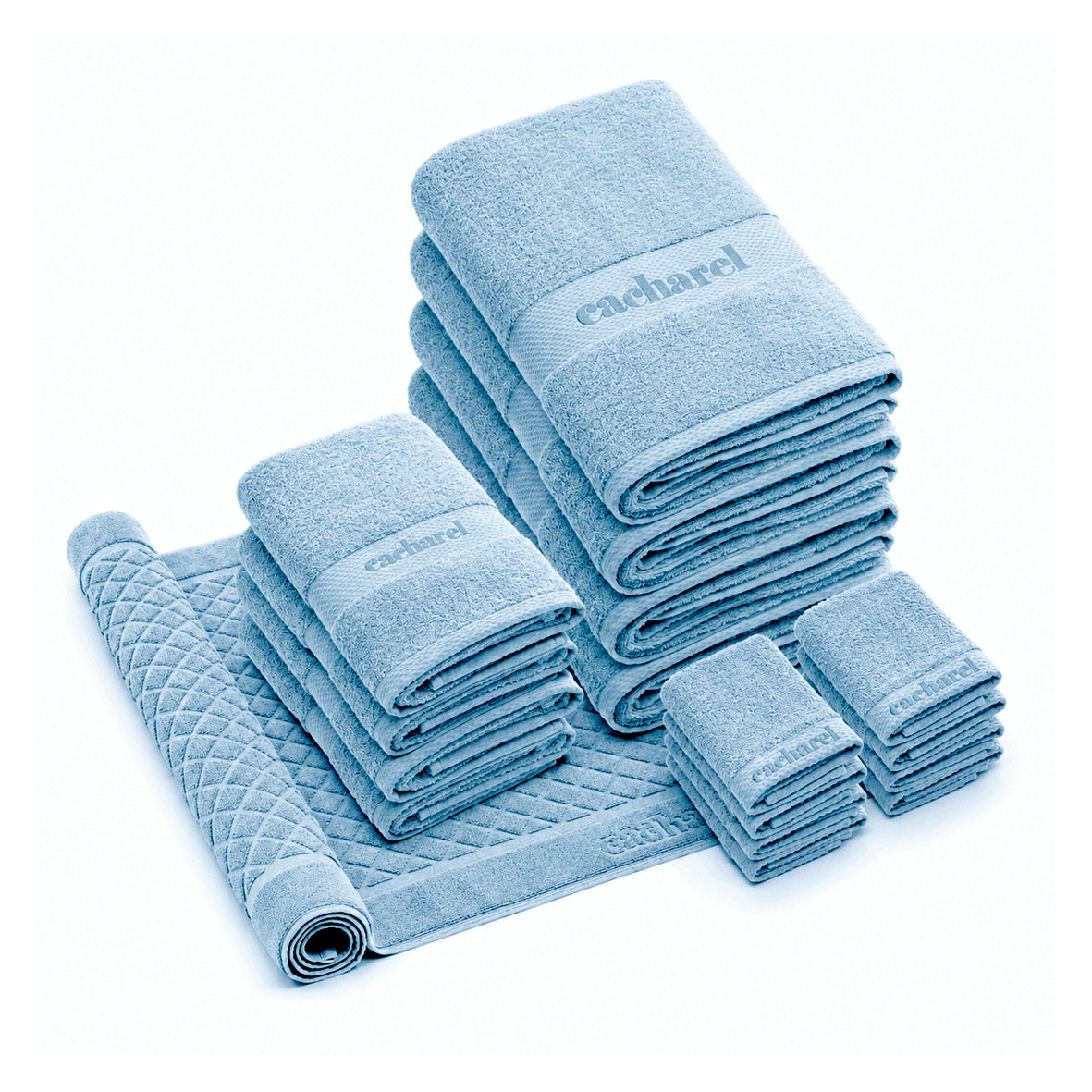 Complete bath linen set combed cotton - Brise Sky blue