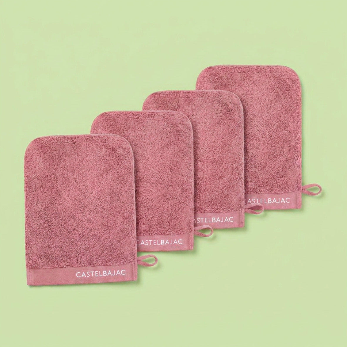 4 plush washcloths - 100% combed cotton 570 gsm - Aube Dusty rose 4 x (15 x 21 cm)