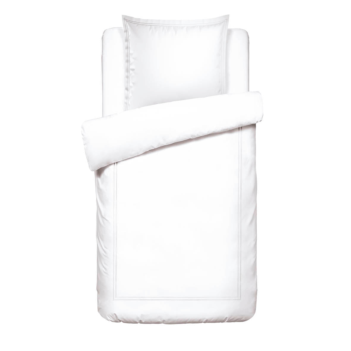 Duvet cover and pillowcase(s) set - 100% cotton sateen TC200 - Megève - white / white