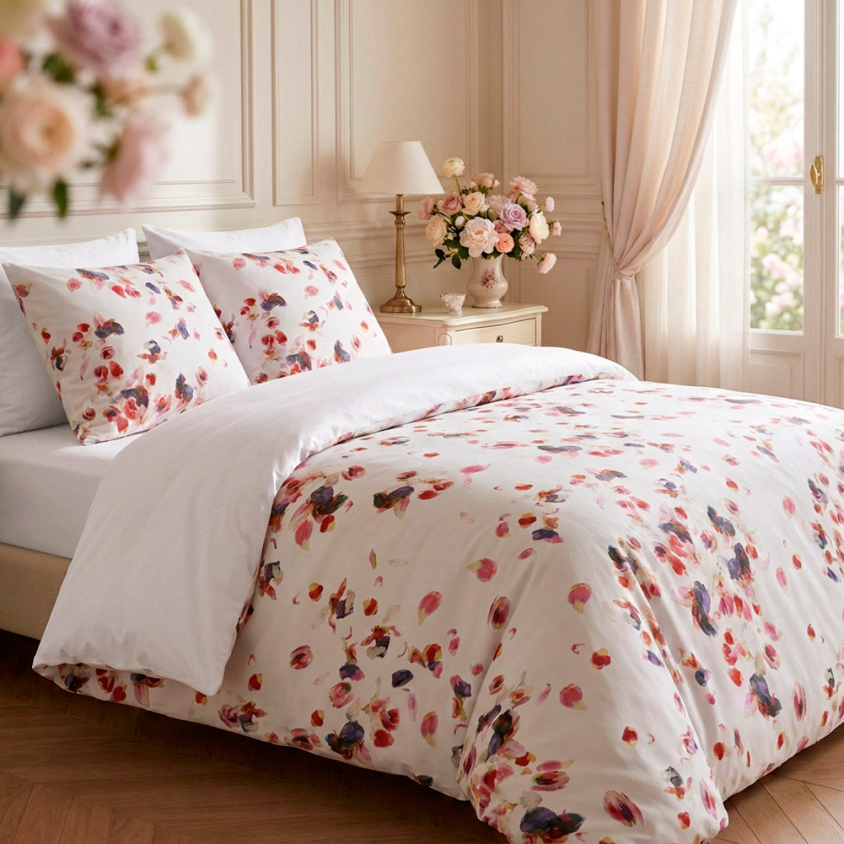 Duvet cover - 100% cotton sateen TC200 - Aurore - white